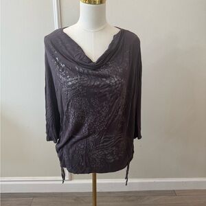 Elegant Gray Cowl Neck Blouse